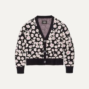 NWT-UGG-Shaina Cardigan- BLACK HIBISCINA-black/white/pink- Size Small
